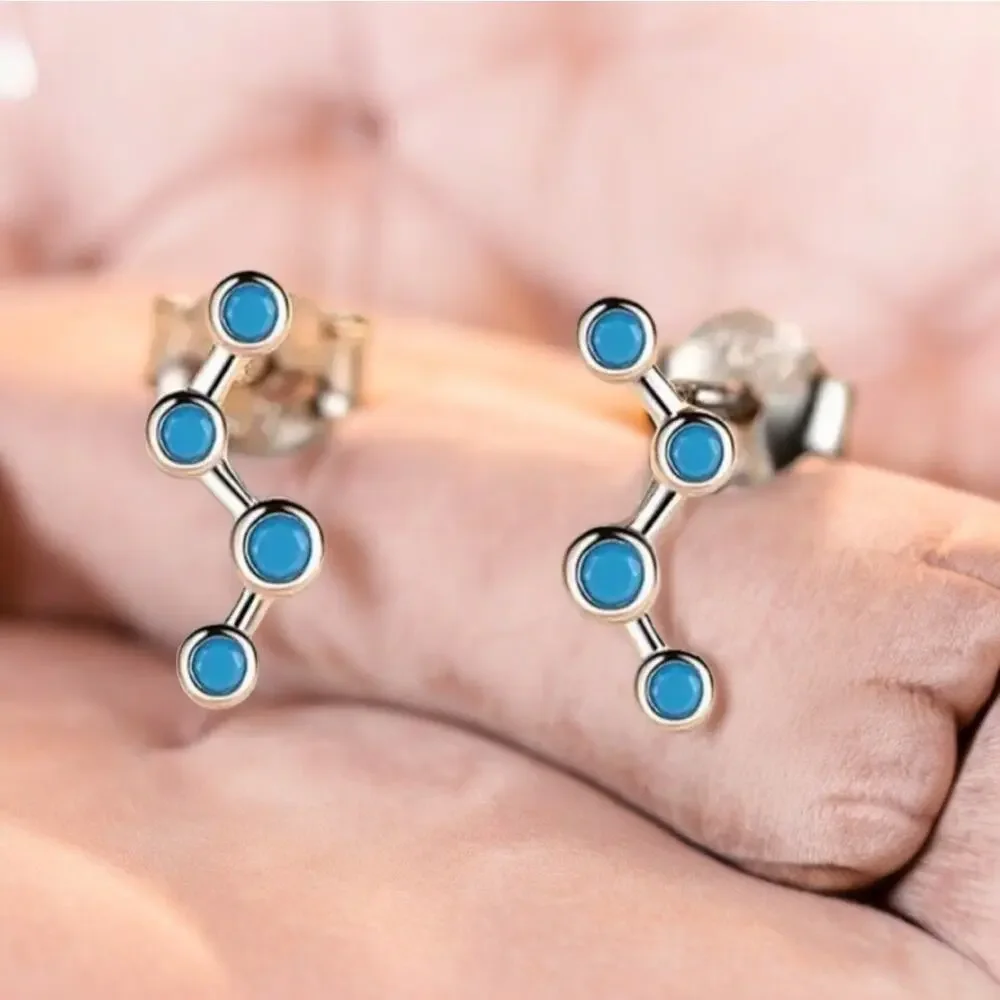 NEW 925 sterling silver with turquoise stones geometric jewelry earrings B16A